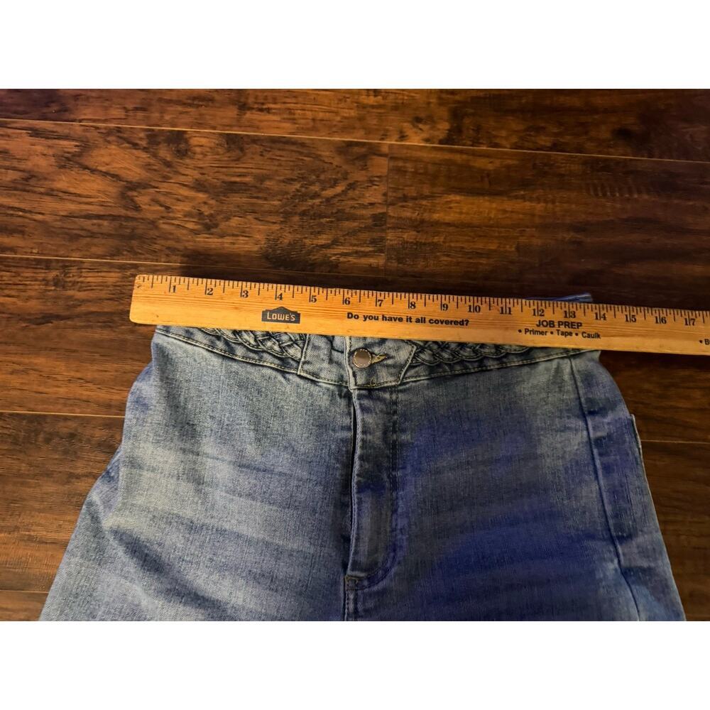 OAT New York Wide Leg Jeans Light Wash High Rise Blue Raw Hem Sz:8/29 - Picture 6 of 9